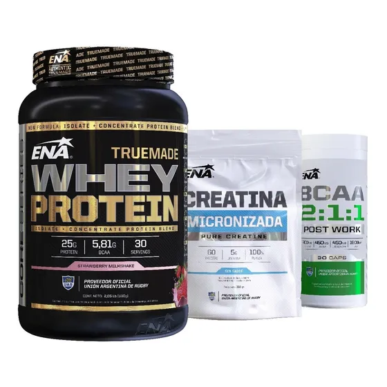 Combo Ena Crecimiento Muscular Proteina + Creatina + Bcaa