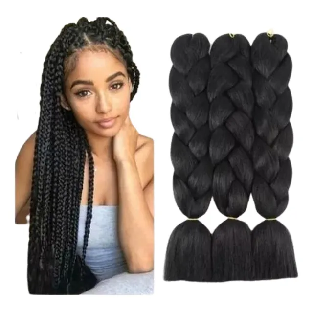 X 3 Unidades Pelo Para Trenzas  Colores Lisos Kanekalon 