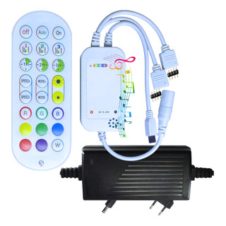 Controlador Rgb Wifi 4t Music 12v Conector Duplo + Fonte 10a Controlador Rgb Wifi 4t Music 12v Conector Duplo + Fonte 10a