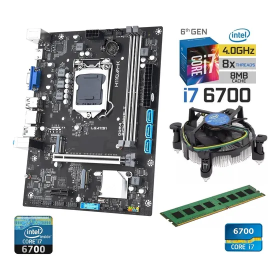 Combo Actualización Pc Intel Core I7 + 16gb+ Mother H310-m-k Negro
