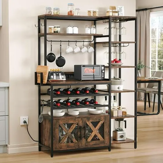 Estante De Vino Yitahome 6 Niveles, Mueble Bar Esquinero Rus