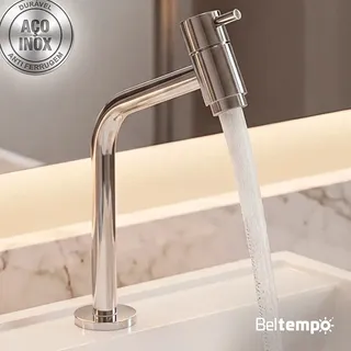Beltempo Torneira Banheiro Lavabo Bica Baixa Bancada Inox Cromada Lin