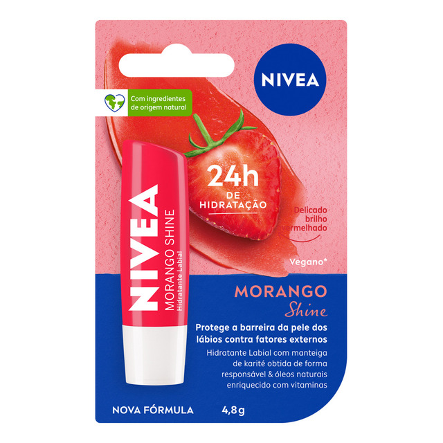 Nivea Hidratante Labial Morango Shine 4,8 G Nivea Hidratante Labial Morango Shine 4,8 G