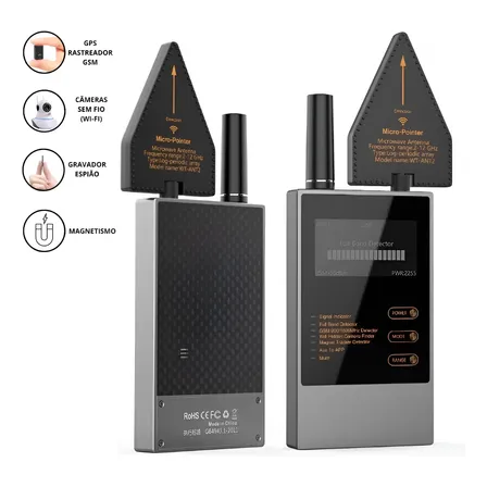 Detector Rf Localizador Rastreadores Câmera Gps Vassourinha Preto-fosco