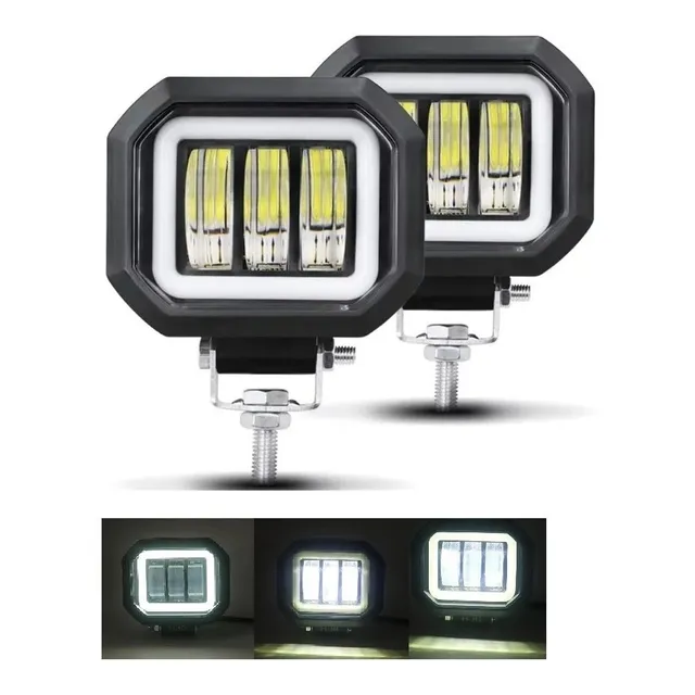 Par Faro Ojo De Angel Cuadrado O Redondo 3 Led 30w Lupa 6d