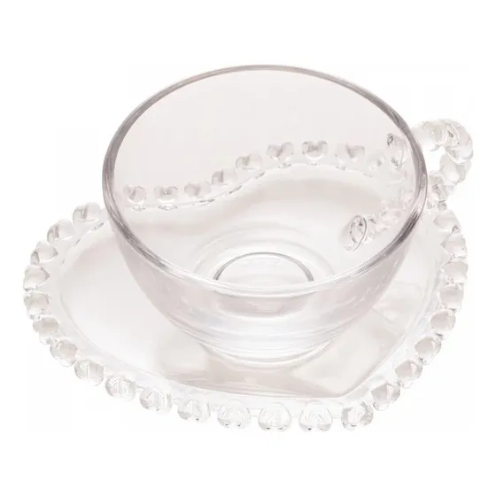 Xicara Com Pires Para Café De Vidro 80ml Formato Coracao