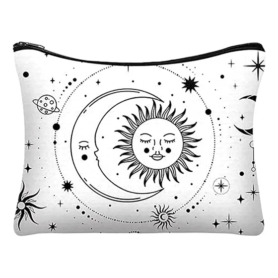Bolsa Mística Para Tarot Cristales Joyería 23cm Meses Sin In Color Blanco Diseño De La Tela Luna Y Sol