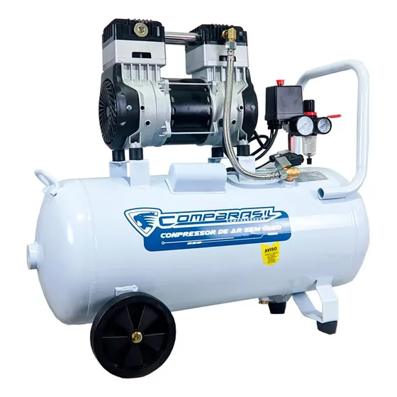 Compressor Silencioso Sem Óleo 50l P/ 2 Cadeira Odonto 10pés Cor Branco Fase Elétrica Monofásica Frequência 1 220v