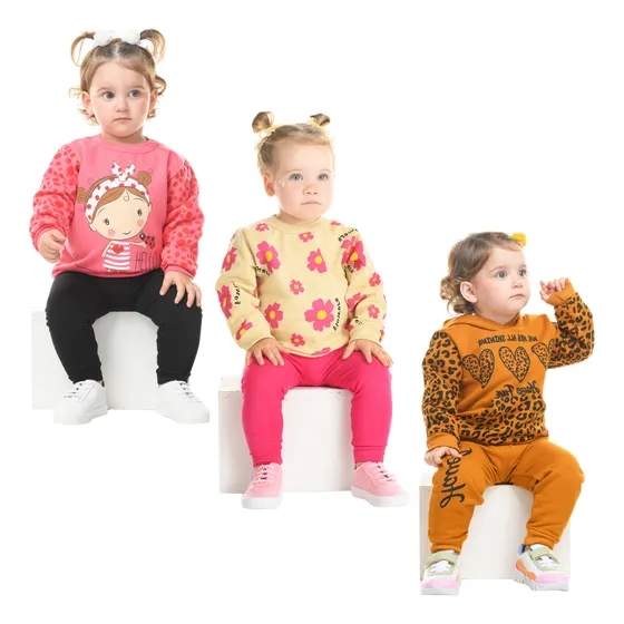Conjunto Moleton Infantil De Inverno Roupa Kit 3 Peças Frio