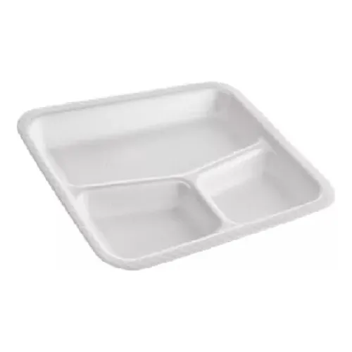 Charola Plato Unicel 500 Pzas, C/3 Divisiones 9d, Facturamos Blanco