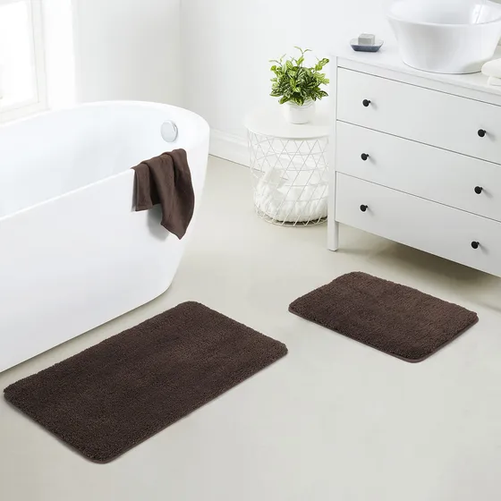 Home Fashion Juego 2 Alfombra Baño Microfibra Suave Pvc