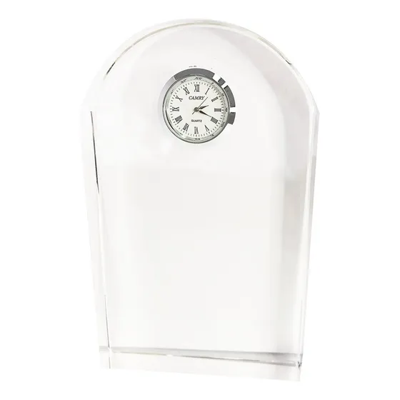 Galvano Cristal Arco Con Reloj Personalizable Garetto