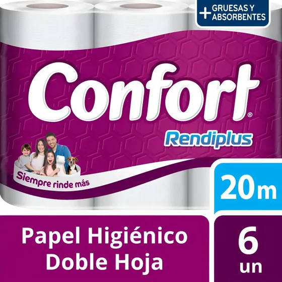 Papel Higienico Confort Rendiplus Doble Hoja 6un X 20m | Cuotas sin interés