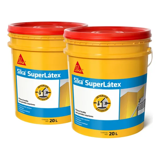 Combo Pintura Lavable Antihongo Superlatex Sika Blanco 20lt
