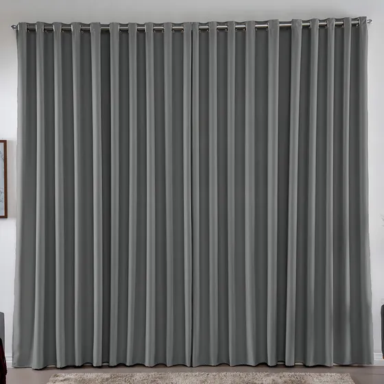 Cortina 3,00x2,80 Metros Blackout Blecaute Cinza Corta Luz Em Tecido Grosso Para Quarto E Sala Casa Laura Enxovais