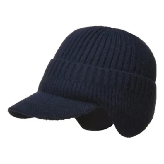 Gorro De Lana Forrado De Corderito Con Visera Y Cubre Oreja