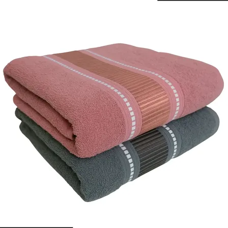 Kit 02 Pç Toalhas De Banho Gigante Algodão Grande Luxo Macia Petróleo - Coral Lisa