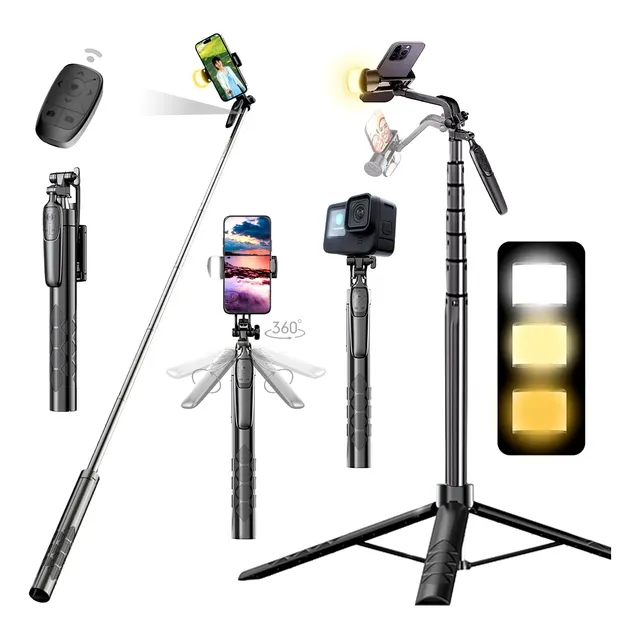240cm Tripie Para Celular Con Bluetooth Control Remoto Led
