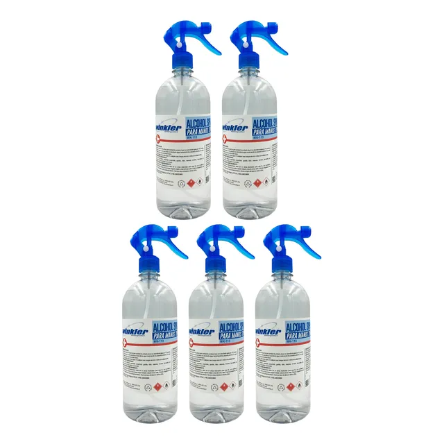 Alcohol Manos 70% Certificado Isp Spray 1 Litro - 5unid