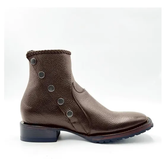 Botin De Piel Acabado Flother Color Tabaco Mod.fuego