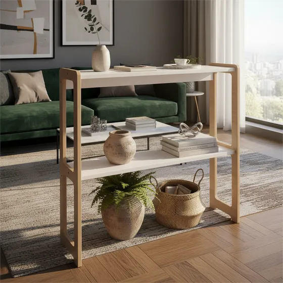 Mesa Recibidora De Arrime Auxiliar Nórdica De Diseño Blanco