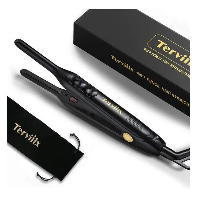 Terviiix Plancha De Pelo, Plancha Mini De Cerámica Para Cabello Estilo Pixie Y Barba, Calentamiento Rápido En 15 Segundos, Voltaje Dual, Apagado Automático