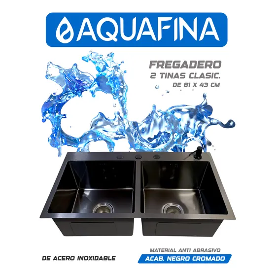 Fregadero Y Lavaplatos De 2 Tinas, Acero Inoxidable Aquafina