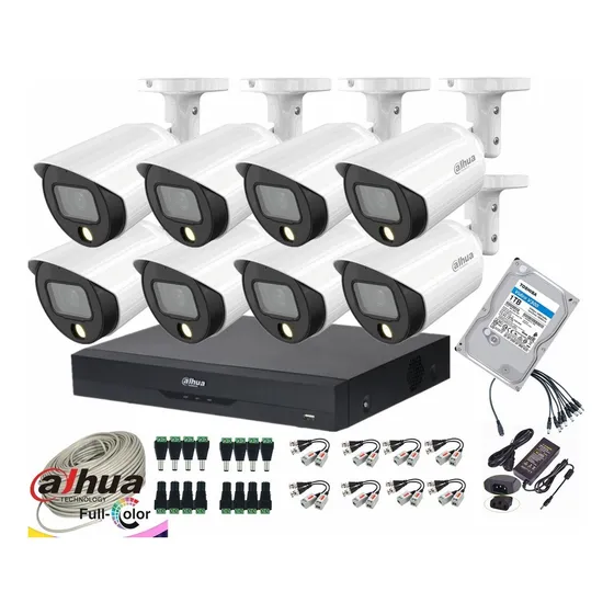 Cctv Kit Dahua Pro 5mp 4 Cam Full Color Wizsense + 1tb