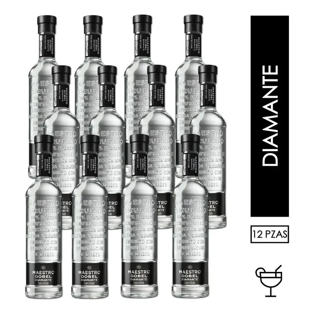 Caja De 12 Tequila Maestro Dobel Diamante Cristalino 700 Ml