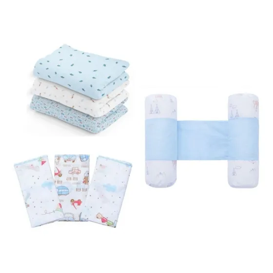 Kit 3 Cueiro Flanelado 3 Fraldas Babetes Segura Bebê Rolinho