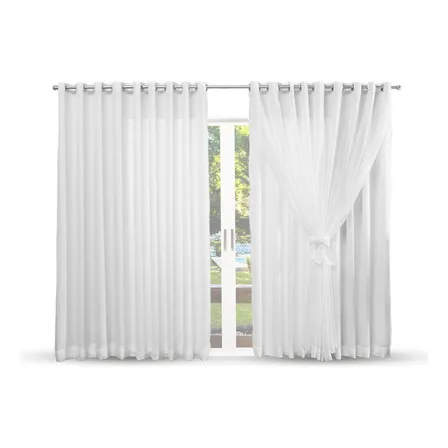 Cortina Sala E Quarto 6 Metros Com Forro Luxo - Branca