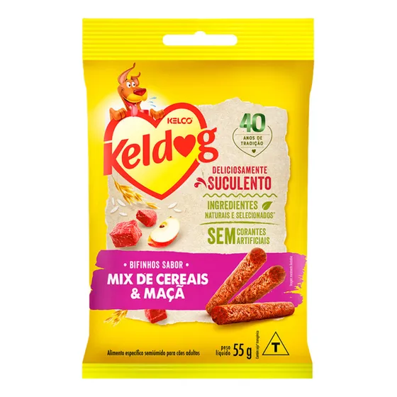 Bifinho Keldog Mix De Cereais E Maçã Para Cães - 55g