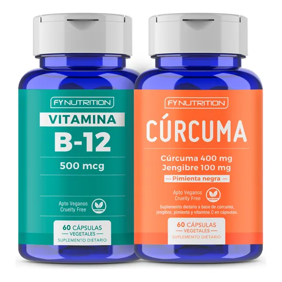 Combo Vegano Cúrcuma  + B12  Importado 60 Cápsulas C/u