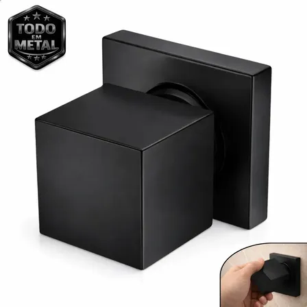 Acabamento Registro Chuveiro Quadrado Padrão Deca 1/2 E 3/4 E 1 Polegada 100% Todo Metal Preto Fosco Com Kit Fixação Completo De Parede Banheiro Geral - Softinox