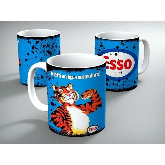 Taza De Ceramica Esso 3 Aceites Mecanicos Vintage