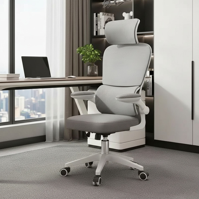 Cadeira Escritório Ergonômica Com Suporte Lombar Mesh Cinza Plástico Cadeira Escritório Ergonômica Com Suporte Lombar Mesh Cinza Plástico