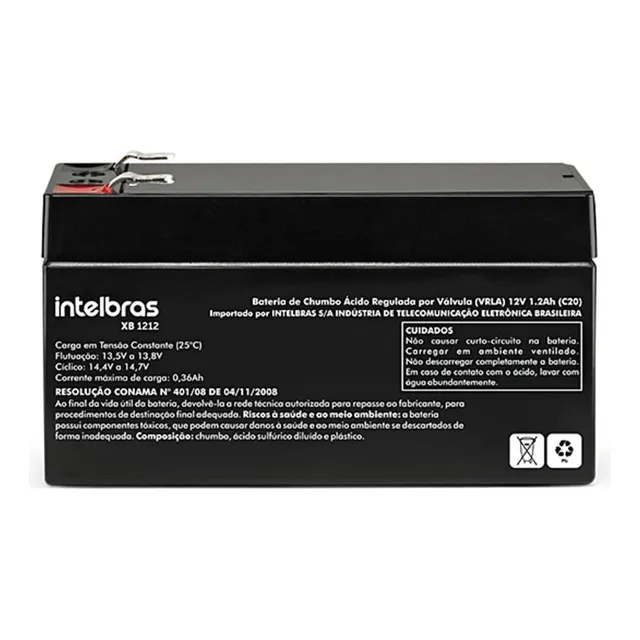 Batería de 12 V 1.2 Ah para alarma de incendio Intelbras Xb1212