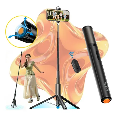Basike Pop Up Tripé Abertura Automático 1.6m Bastão Portátil Profissional Para Telefone Celular Ringlight Com Controle Remoto Para Youtube IG Kwai Tiktok Live Streaming Vídeo Vlog Reels