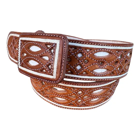 Cinturón Calado Piteado Cinto Con Pita Original De Piel