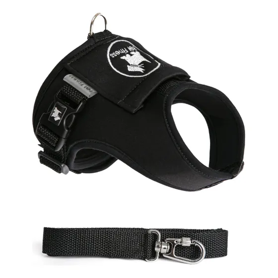 Peitoral coleira guia pet cachorro colete neoprene tamanho 1 cor Preto Pet Finess