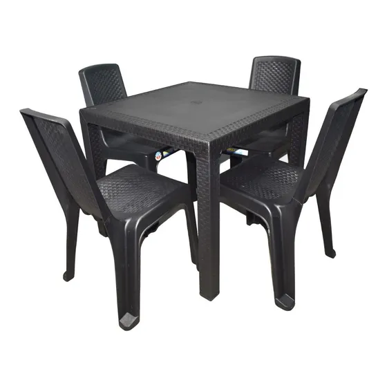 Combo De Mesa Eterna + 4 Sillas Eterna Sin Brazo Rimax Color Negro