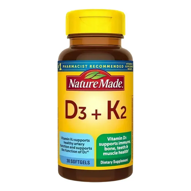 Nature Made Vitamina D3 + K2 30 Softgels Sabor Sin sabor