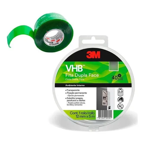 Fita Dupla Face 12mm X5m Vhb4910 Uso Interno 3m