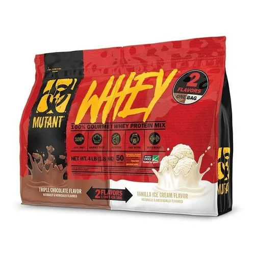 Proteina Mutant Whey Dual 4 Libras 2 Sabores 50 Servicios Sabor TRIPLE CHOCOLATE Y VAINILLA ICE CREAM
