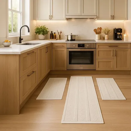 Kit Tapete Cozinha 100% Algodão C/ Passadeira Mandacaru 3pçs