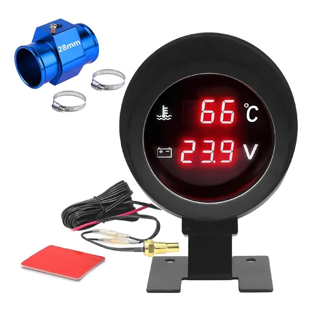 2en1 Medidor Temperatura Auto Digital Voltimetro Con Sensor