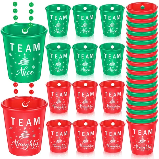 12 Pieza Collar Cristal Chupito Navidad Equipo Rojo Travieso