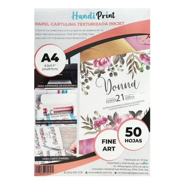 Cartulina Blanca Text Inkjet Fine Art A4*50 Handi Print Color Blanco
