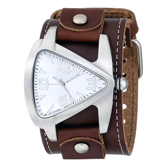 Reloj De Pulsera De Cuero Con Triangulo Marron De La Colecci