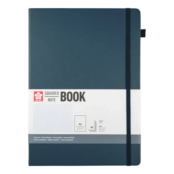 Libreta Sakura Hoja Crema Con Cuadros 21 X 30 Cm. Azul Indigo